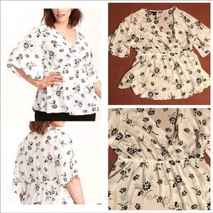 Torrid- White and Black floral top